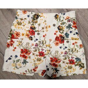 ZARA Short Women's S Floral High Rise Flat Front Classic
